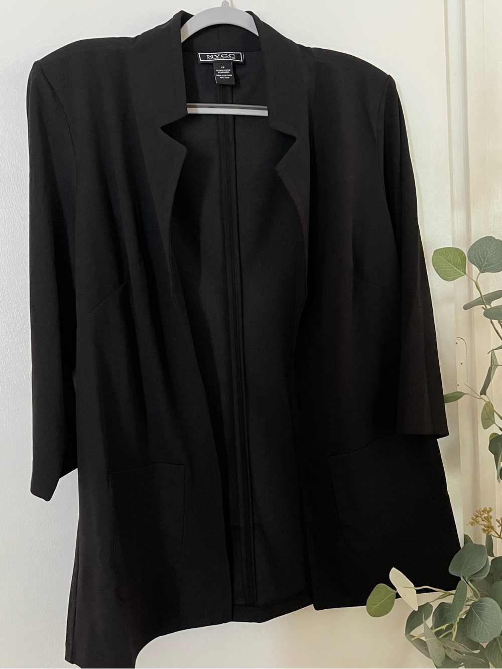 NY&C Black Open-Front Blazer Jacket
